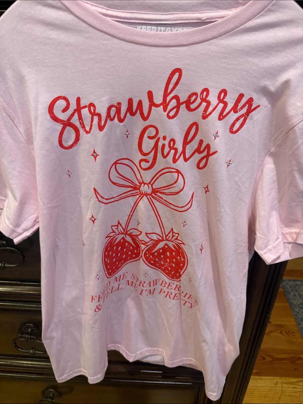 Strawberry Girly Pink Graphic Tee - Women’s